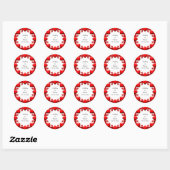 Sticker Rond Cadre de cœurs rouges (Feuille)