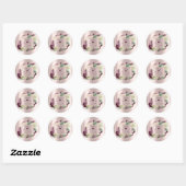 Sticker Rond Cadre de faveur de mariage Burgundy Monogram Marsa (Feuille)