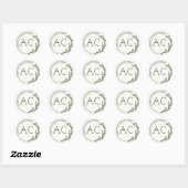 Sticker Rond Cadre de feuillage moderne Mariage vert olive (Feuille)