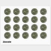 Sticker Rond Cadre de feuillage moderne Mariage vert olive (Feuille)
