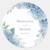 Sticker Rond Cadre de fleurs d'Hydrangea | mariage marriage mar (Devant)