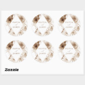Sticker Rond Cadre de mariage floral bohème vintage (Feuille)