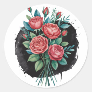 Sticker Rond Cadre de mariage Rose Gothique