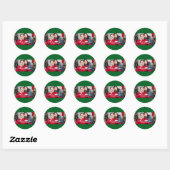 Sticker Rond Cadre de Noël Simple Couple Photo Vert (Feuille)
