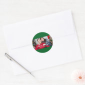 Sticker Rond Cadre de Noël Simple Couple Photo Vert (Enveloppe)