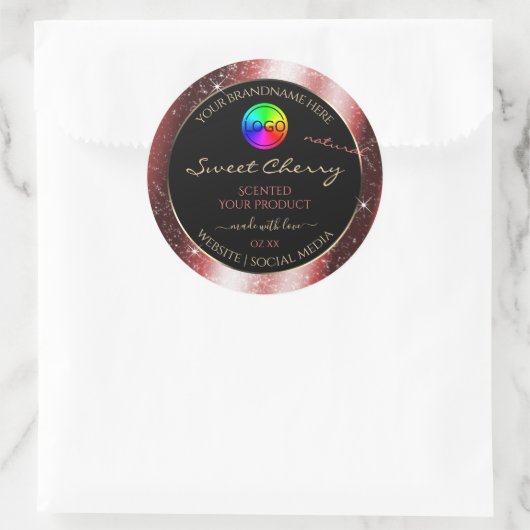 Sticker Rond Cadre de Parties scintillant rouge brillant Étique (Sac)