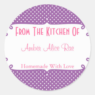 Sticker Rond Cadre Doodé Purple&Pink Polka Dot Treat