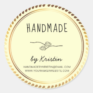 Sticker Rond Cadre d'or rustique jaune