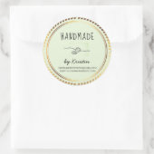 Sticker Rond Cadre d'or rustique vert artisanal (Sac)