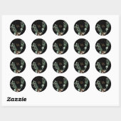 Sticker Rond Cadre doré personnalisable avec branche verte Mono (Feuille)