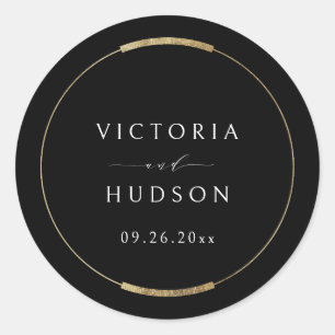 Sticker Rond Cadre Elegance Noir Simple Mariage moderne