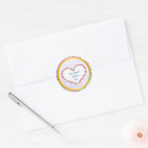 Sticker Rond Cadre en forme de cœur floral élégant : pour chaqu