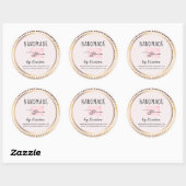 Sticker Rond Cadre en or rose rustique fait main (Feuille)