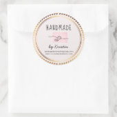 Sticker Rond Cadre en or rose rustique fait main (Sac)