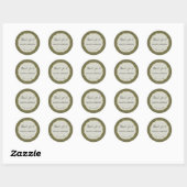 Sticker Rond Cadre en or vert Khaki (Feuille)