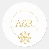 Sticker Rond Cadre et initiales d'inspiration bijoux mariage bl (Devant)