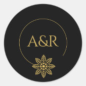 Sticker Rond Cadre et initiales élégants inspirés de bijoux mar (Devant)