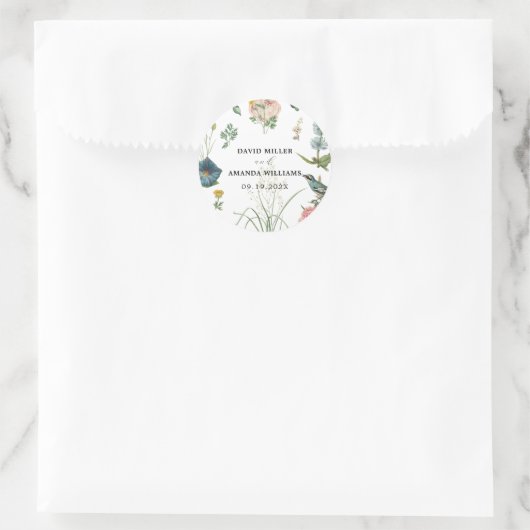 Sticker Rond Cadre Fleur sauvage Secret Garden (Sac)