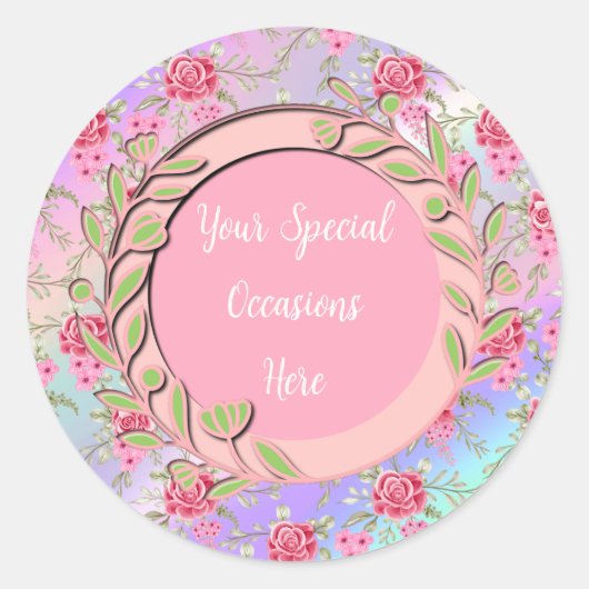 Sticker Rond Cadre floral élégant : pour chaque occasion (Devant)