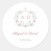 Sticker Rond Cadre floral Monogrammes Mariages religieux (Devant)