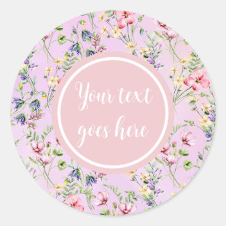 Sticker Rond Cadre floral rose élégant : pour toutes les occasi