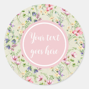 Sticker Rond Cadre floral rose élégant : pour toutes les occasi