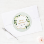 Sticker Rond Cadre géométrique et fleurs de fête avec aspect fe (Enveloppe)