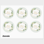 Sticker Rond Cadre géométrique et fleurs de fête avec aspect fe (Feuille)