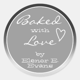 Sticker Rond Cadre Ombre Gray Steel Gradience Baked with Love