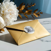 Sticker Rond Cadre Or élégant | Première photo de Noël du bébé