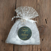 Sticker Rond Cadre Or Orné & Mariage Vert Emeraude