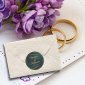 Sticker Rond Cadre Or Orné & Mariage Vert Emeraude