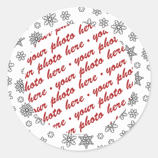 Sticker Rond Cadre photo Black Outled Snowflakes (Devant)