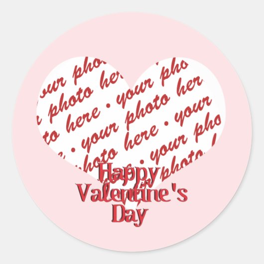 Sticker Rond Cadre photo rose Coeur Valentine (Devant)
