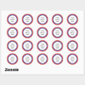 Sticker Rond Cadre photo rouge blanc et bleu (Feuille)