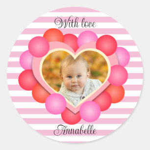 Sticker Rond Cadre photo valentin classique Sticke rond