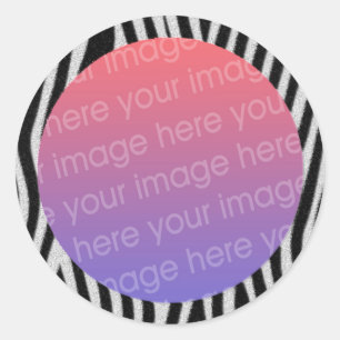 Sticker Rond cadre photo zebra rayures