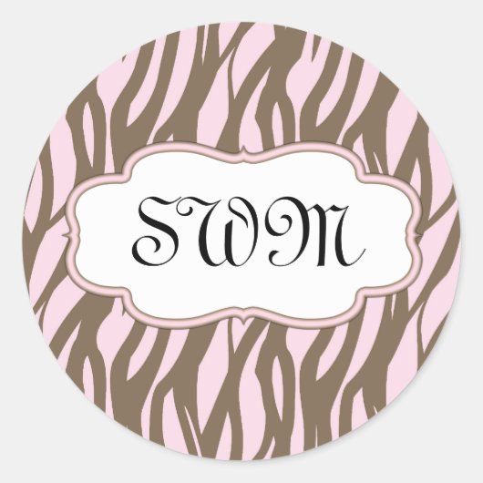 Sticker Rond Cadre rose et Brown (Devant)