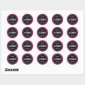 Sticker Rond Cadre rose noir luxueux Ajouter Logo Modèle modern (Feuille)
