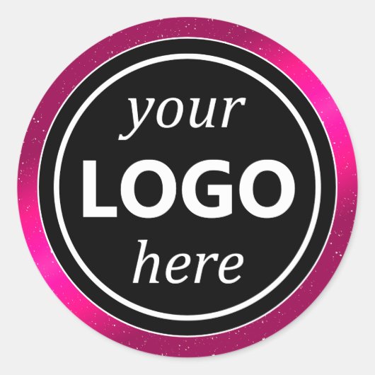 Sticker Rond Cadre rose noir luxueux Ajouter Logo Modèle modern (Devant)