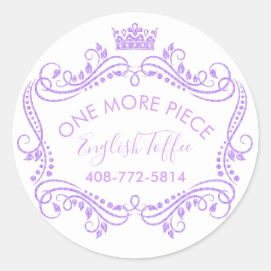 Sticker Rond Cadre Violet Avec Couronne Et Fils (Devant)