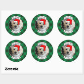 Sticker Rond Cadres photo pour animaux domestiques de Noël pers (Feuille)