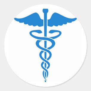 Sticker Rond Caducée bleue