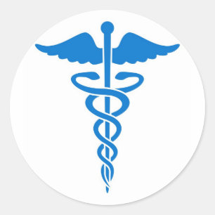 Sticker Rond Caducée bleue