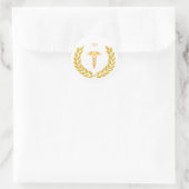 Sticker Rond Caducée de médecin avec monogramme et doré (Sac)