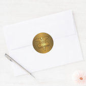 Sticker Rond Caducée d'or (CRNA) (Enveloppe)