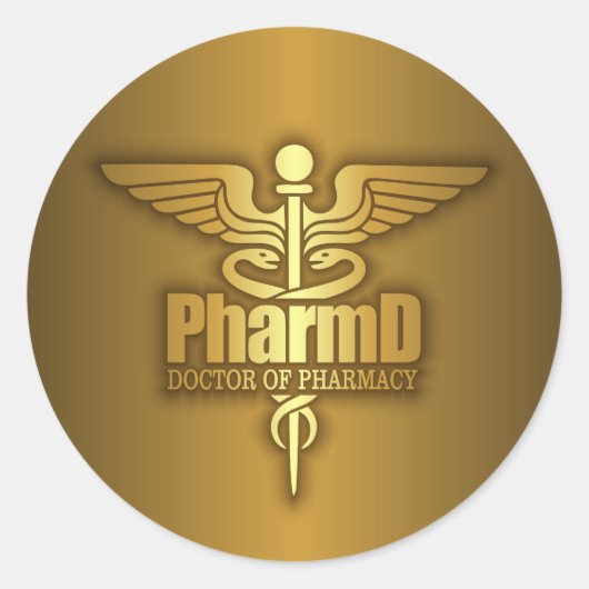 Sticker Rond Caducée d'or (PharmD) (Devant)