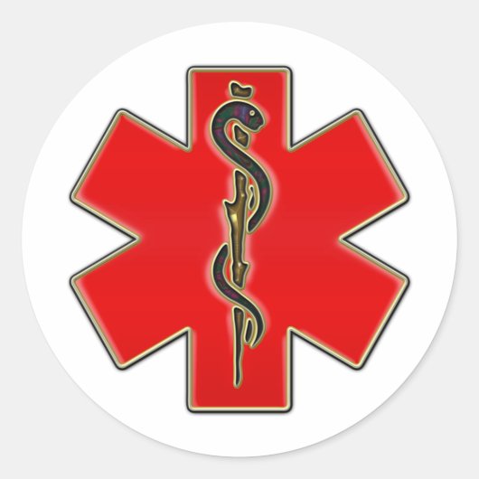 Sticker Rond Caducée Médicale (Devant)