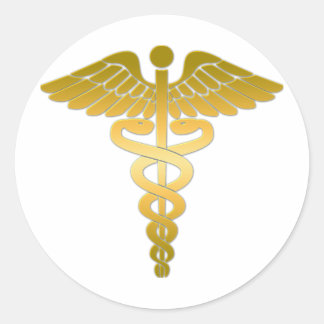 Sticker Rond Caduceus golden