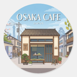 Sticker Rond Café à Osaka Japon